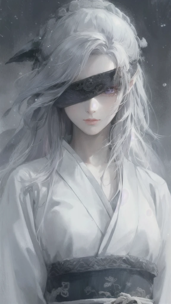 young woman, elf, druid, purple hair, purple eyes, white skin, cute