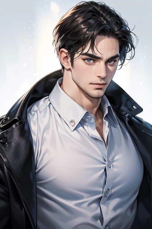 (best quality,4k,8k,highres,masterpiece:1.2),ultra-detailed,(realistic,photorealistic,photo-realistic:1.37),30 year old man,3 day beard,handsome anime,portraits,strong,masculine,dark hair,sharp jawline,mesmerizing eyes,perfectly styled hair,cool anime outfit,confident expression,vibrant colors,dynamic lighting, CEO and expression smile in love.
