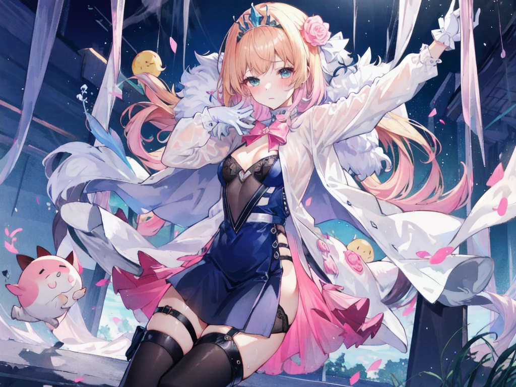 A composition that shows the whole body Long sleeves and ruffles sewn into a large number of clothes Fine frill skirt Panier Berry Long Skirt Primary school students Pointed chest very large chest Very distended chest Illustrated style Anime Style Frown Narrow Mouth Small lips Smile shyly Very short stature Baby Face beautiful girl Very cute clothes cheeks pink In the city Princess Room Sleeping in a cute frilly bed Blonde Long Hair Super Curly Hair Super long sideburns 濡れて透けたSee-throughの衣服 Wet and sheer turtleneck shocking pink silk wedding dress Cute princess tiara Wet and transparent very long shocking pink silk skirt Wet and transparent pearl white silk tights Wet and transparent pearl white silk innerwear Metallic luster A large amount of hot pink silk ribbons attached to the clothes Soaked in the rain Wet and transparent pearl white super long silk gloves Shocking pink silk pantyhose with fine embroidery that becomes transparent when wet silk garter belt Pitiful clear Big eyes Droopy eyes Shocking Pink Rouge Super long white leather boots Wet and see-through white silk bodysuit See-through Clothes that are see-through from the rain Clothes are wet with sweat and transparent