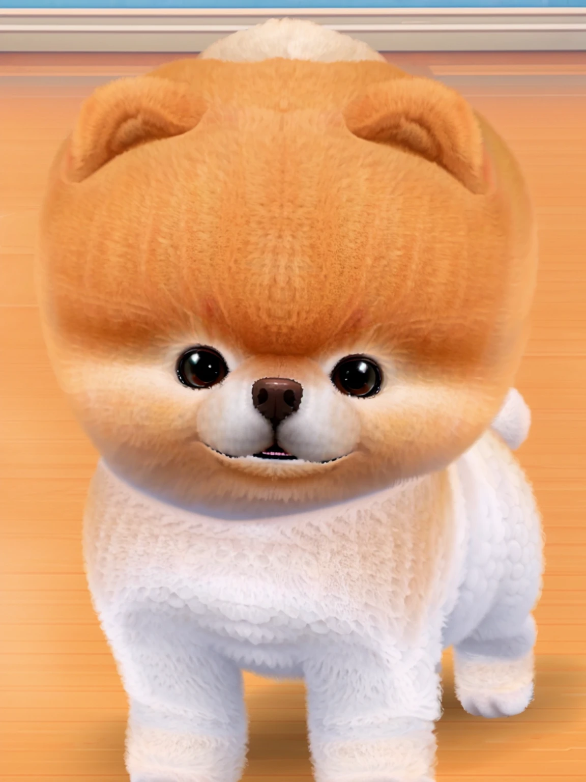 1 fluffy little Pomeranian,Fine fluff,Extremely fine hair,best quality,masterpiece,(Soft colors:1.2)