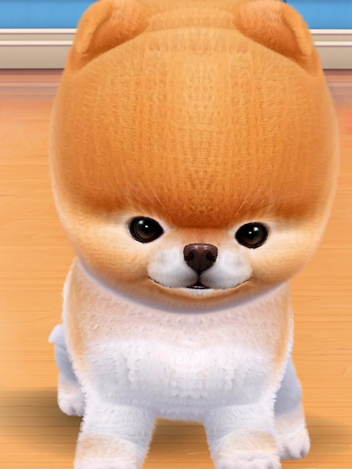 1 fluffy little Pomeranian,Fine fluff,Extremely fine hair,best quality,masterpiece,(Soft colors:1.2)