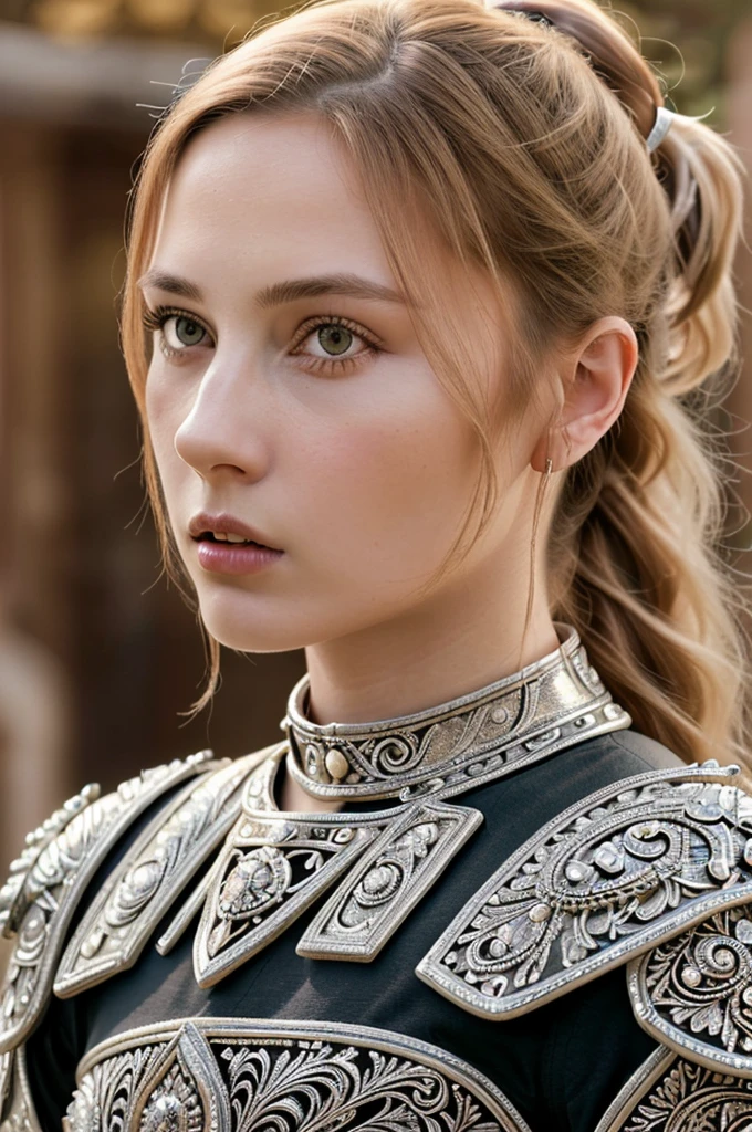(8K, best quality:1.2), (masterpiece:1.37), (photo, photorealistic:1.37), (ultrahigh-res), full body, walking pose, shot from front, slow motion, female paladin wearing the full body, (light silver armour:1.2),(ornately decorated armor), (insanely detailed, bloom:1.5), (highest quality, Alessandro Casagrande, Greg Rutkowski, Sally Mann, concept art, 4k), (analog:1.2), (high sharpness), (detailed pupils:1.1), detailed face and eyes, Masterpiece, best quality, (highly detailed photo:1.1), (long blonde Hair, ponytail,ecstatic:1.1), (young woman:1.1), sharp, (perfect body:1.1), realistic, real shadow, 3d, (temple background:1.2), (by Michelangelo), photographed by Canan EOS R6, 135mm, 1/1250s, f/2.8, ISO 400