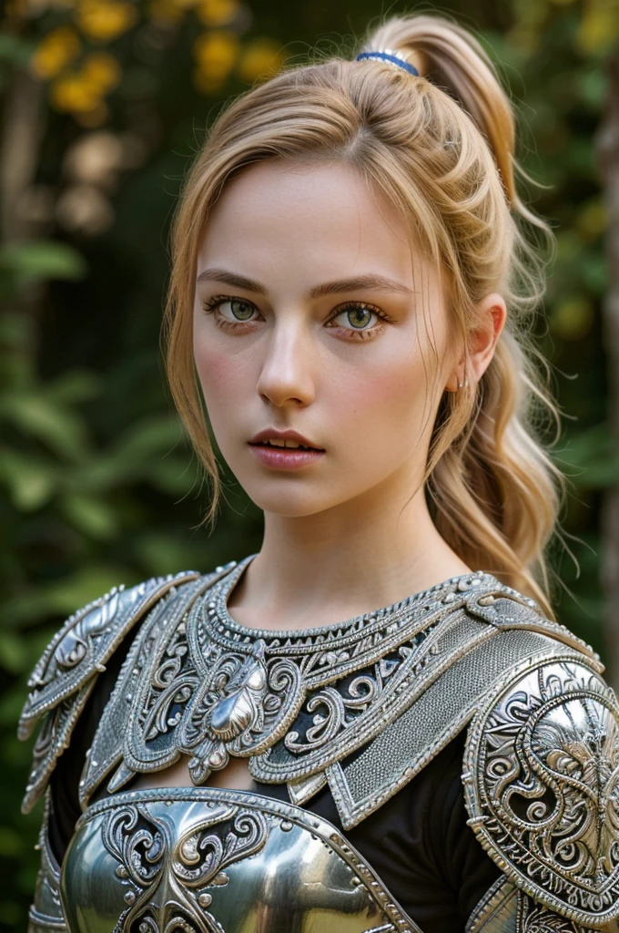 (8K, best quality:1.2), (masterpiece:1.37), (photo, photorealistic:1.37), (ultrahigh-res), full body, walking pose, shot from front, slow motion, female paladin wearing the full body, (light silver armour:1.2),(ornately decorated armor), (insanely detailed, bloom:1.5), (highest quality, Alessandro Casagrande, Greg Rutkowski, Sally Mann, concept art, 4k), (analog:1.2), (high sharpness), (detailed pupils:1.1), detailed face and eyes, Masterpiece, best quality, (highly detailed photo:1.1), (long blonde Hair, ponytail,ecstatic:1.1), (young woman:1.1), sharp, (perfect body:1.1), realistic, real shadow, 3d, (temple background:1.2), (by Michelangelo), photographed by Canan EOS R6, 135mm, 1/1250s, f/2.8, ISO 400