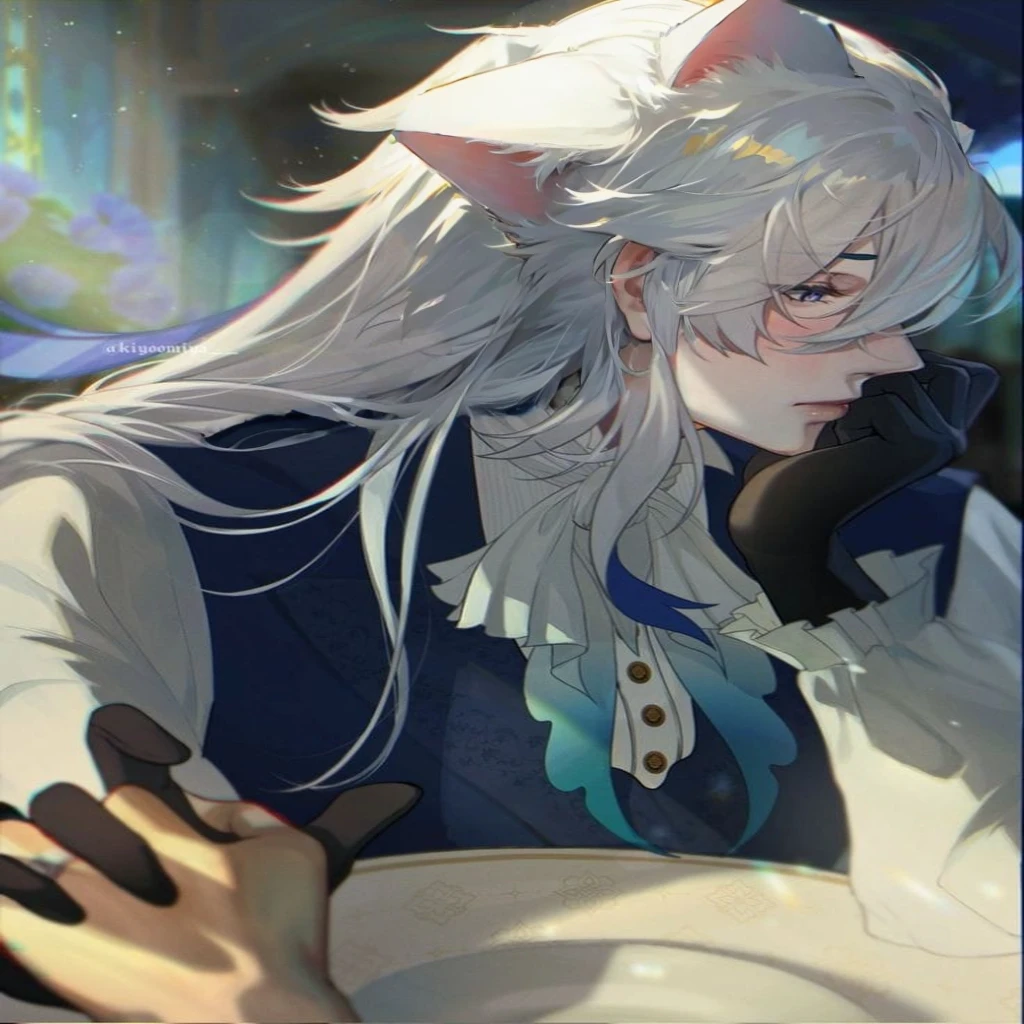 long white hair, (((CAT EARS)))