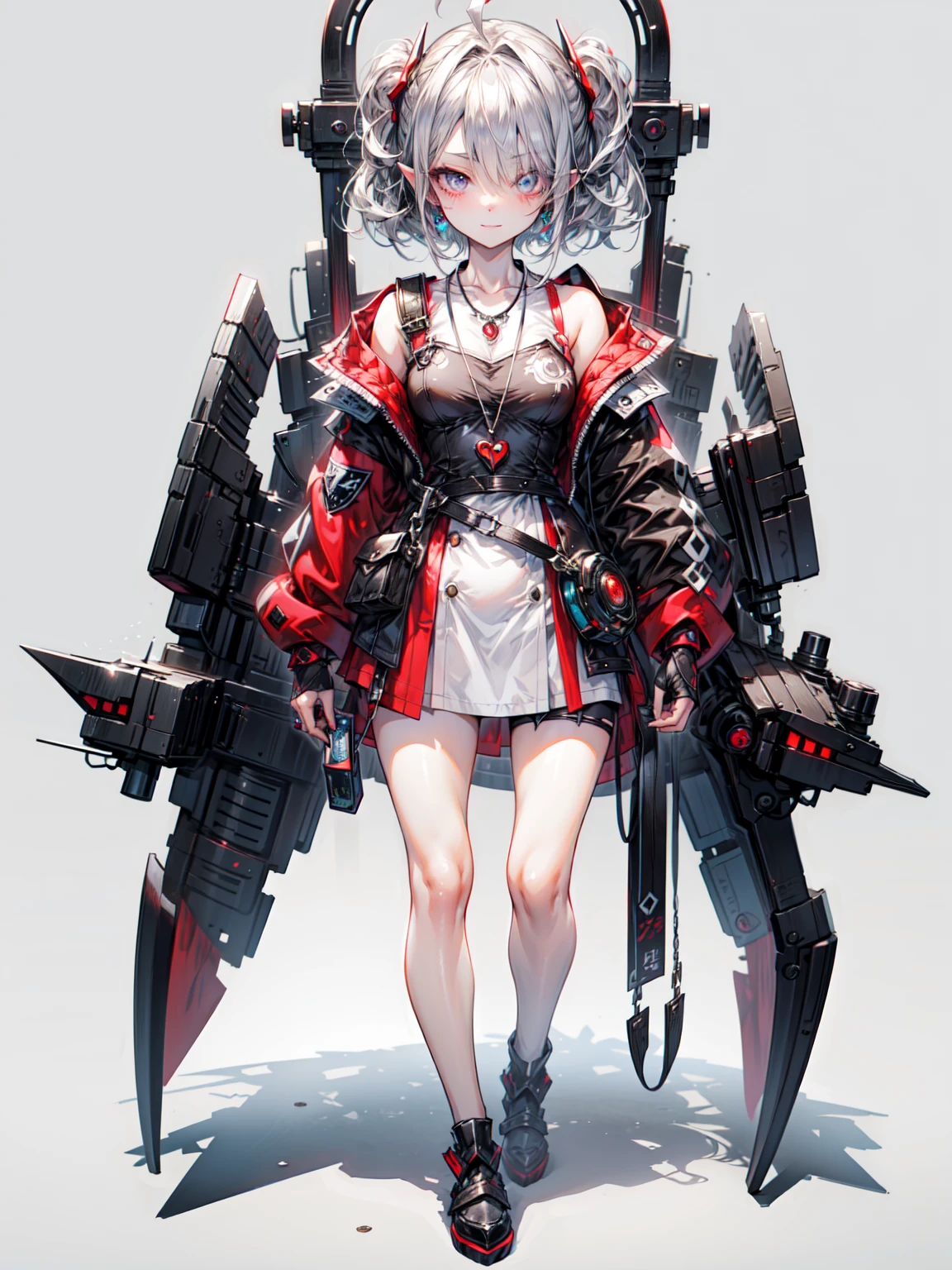 Cute adult girl standing ,Girl Focus, [full body armor], ((Plain gray background)),  poker face, still, (One Girl:1.3), bangs,necklace ,I&#39;m looking forward to,  （Snow White&#39;s Armor), Super detailed, Crystal silver eyes,thin, Amazing technology, Long Hair, Animetic, alone, Silk White Hair, high quality, Mastette Piece,Very detailed,[Wide Hips] , beautiful girl, [detailed aspects], Fine hand, Very detailed目,Expressionless emotions, Beautiful Eyes、break、（Dark Elf), (1 Girl), alone, Perfect Face, Get used to it, Ahoge, ((Long Hair:1.2)), (Hair above one eye:1.3), [[Messy Hair]], Shiny blonde white hair, Purple eyes, Variegated eyes, Colorful Hair, Shining Eyes, (eyelash, eye shadow, pink eye shadow), bright, smile, Design Art：Haruhiko Mikimoto, by Kawashi, By Yoshitaka Amano