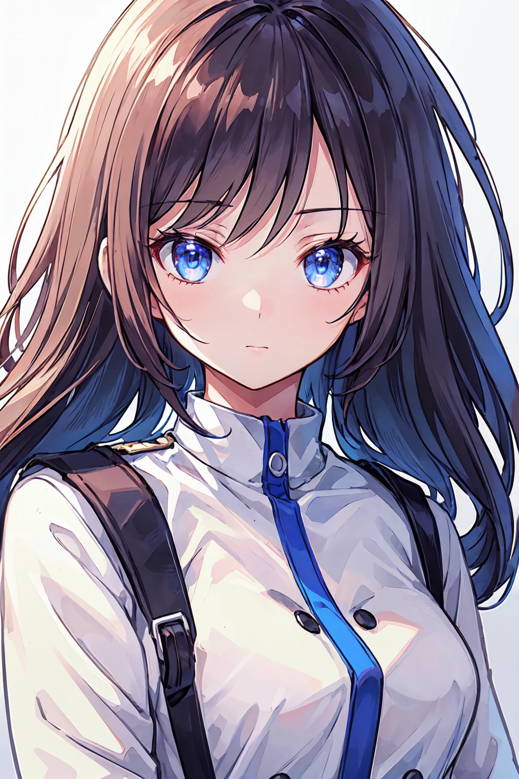 girl, White uniform outfit, whole body, sunlight, Clear Face, Clean white background, masterpiece, Super detailed, A magnificent composition, Ultra HD, high quality, Very detailed, Official Art, Uniform 8k wallpaper, Super detailed, 32k