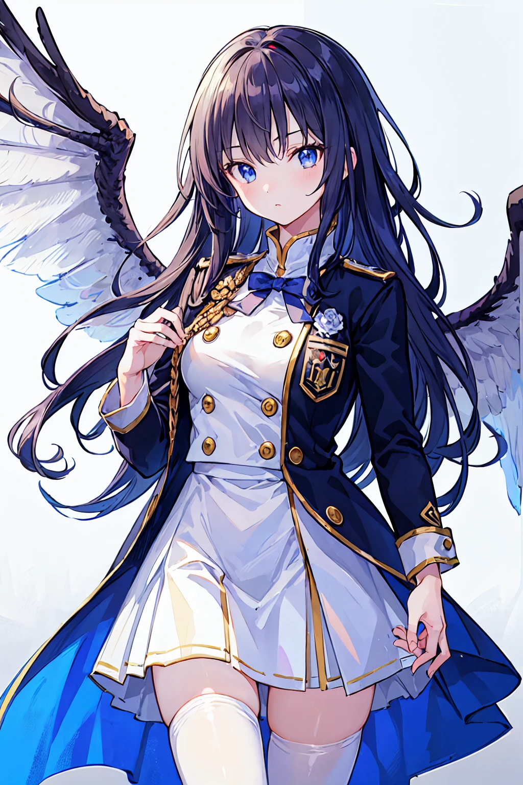 girl, White uniform outfit, whole body, sunlight, Clear Face, Clean white background, masterpiece, Super detailed, A magnificent composition, Ultra HD, high quality, Very detailed, Official Art, Uniform 8k wallpaper, Super detailed, 32k