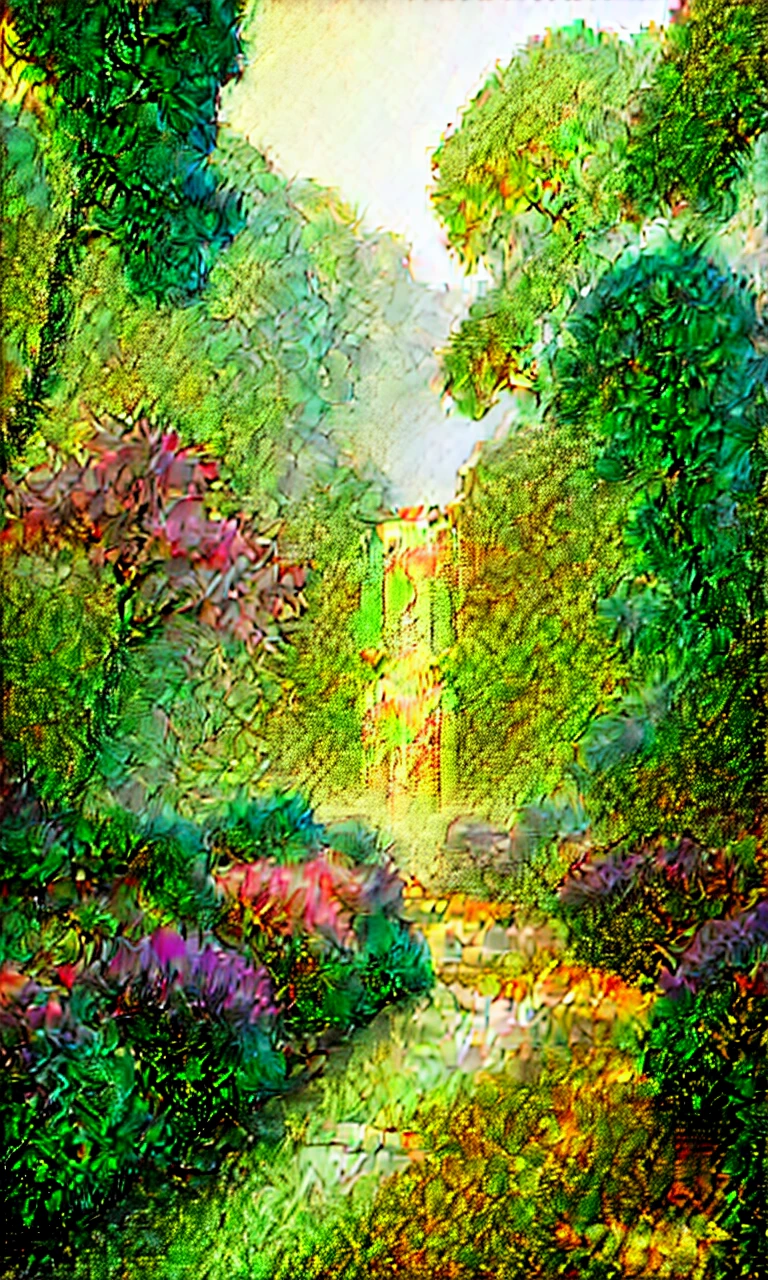 Stil, ChromaV5, nvinkpunk, (extremely Detailed 8k CG unit wallpaper), A picture of a majestic river, Trees on the sides, little waterfall, Thick fog, award-winning photography, chromatic aberration, Detailed, HDR, bloom, Monet-Stil, Pissarro und Sisley, Trend at Artstation, Trend bei CGSociety, Art on the move