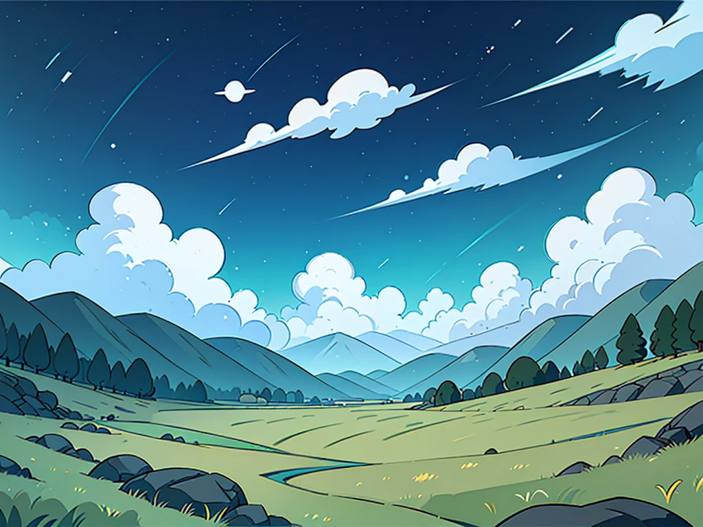 Plain with three small round hills, plain land with little grass, no trees and bushes, no mountains, no rivers, limited vegetation, no background, cartoon style.