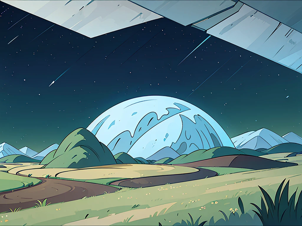 Plain with three small round hills, plain land with little grass, no trees and bushes, no mountains, no rivers, limited vegetation, no background, cartoon style.