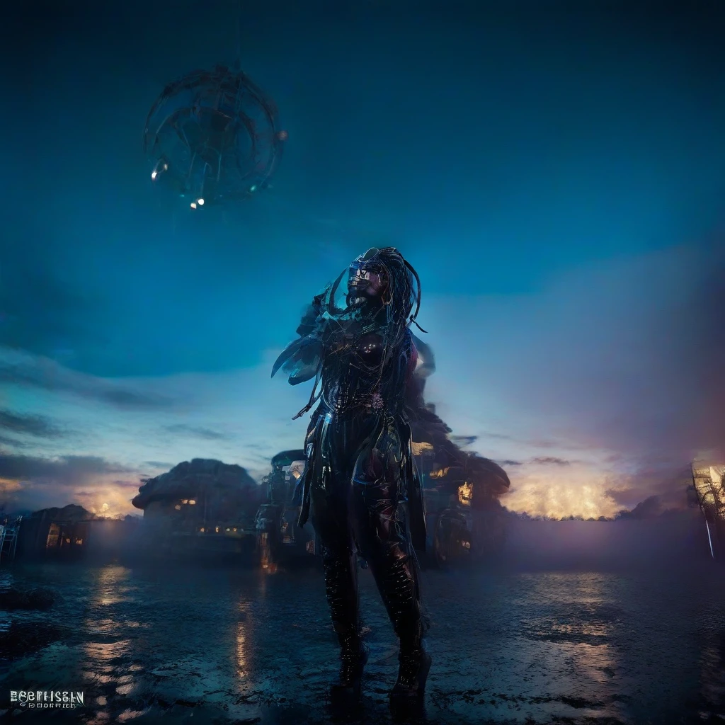 cinematic photo a full body science fiction monster woman, dreadlocks, spaceship. 35mm photograph, film, bokeh, professional, 4k, highly detailed