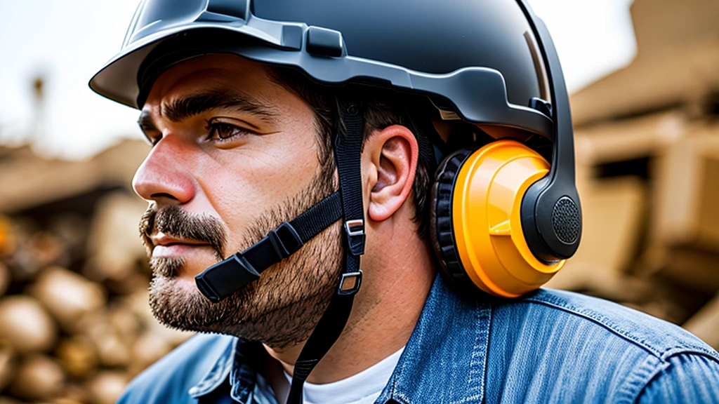 A work safety helmet with headset.