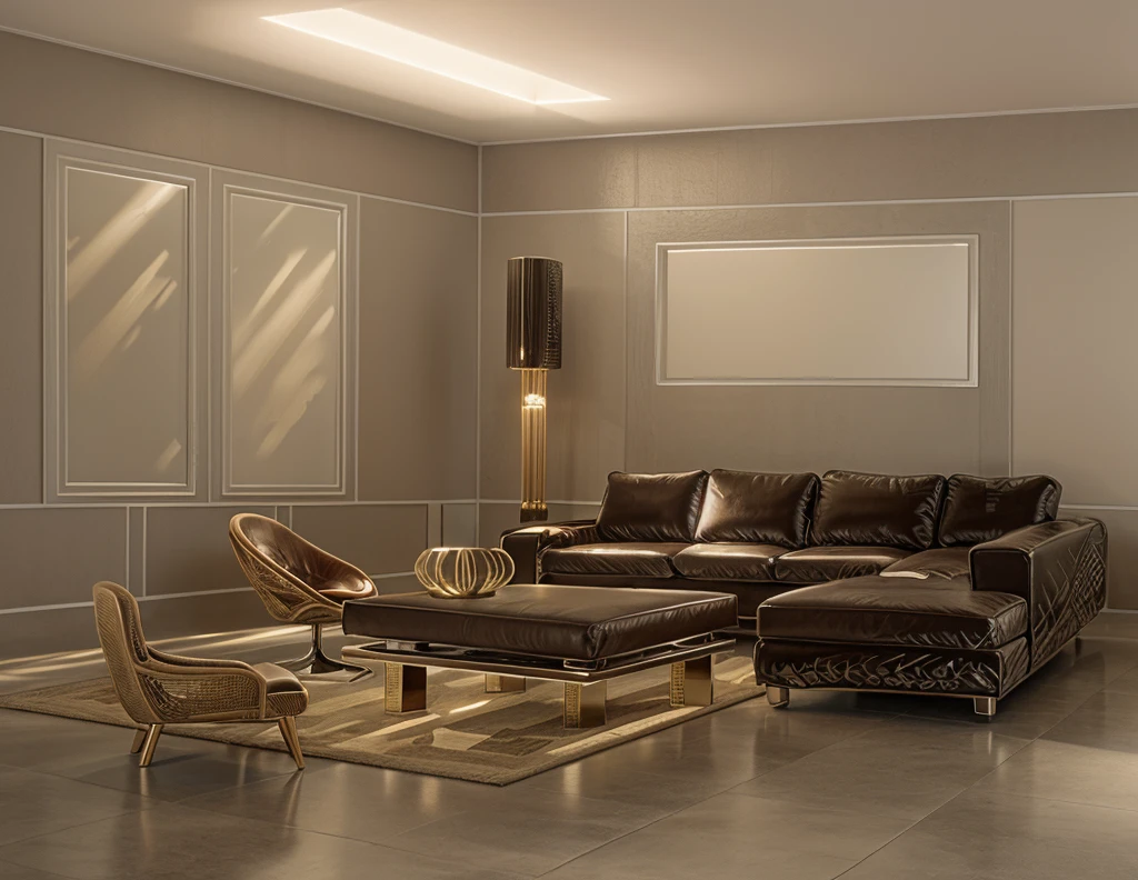 Modern style living room design, daylight, ceramic tile floor, gray wall with window, 1 sofa set, 1 table, 1 velvet carpet, white painted ceiling, 1 wall painting, 1 pillar lamp, 2 single chair, sharp image, realistic lighting