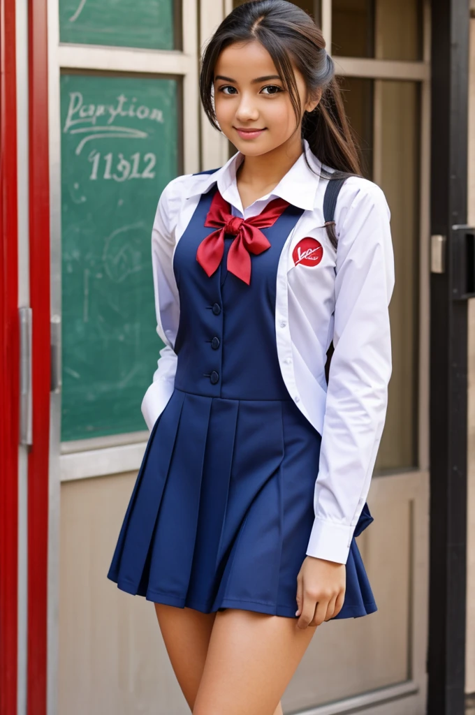 Virgin girl with school dress