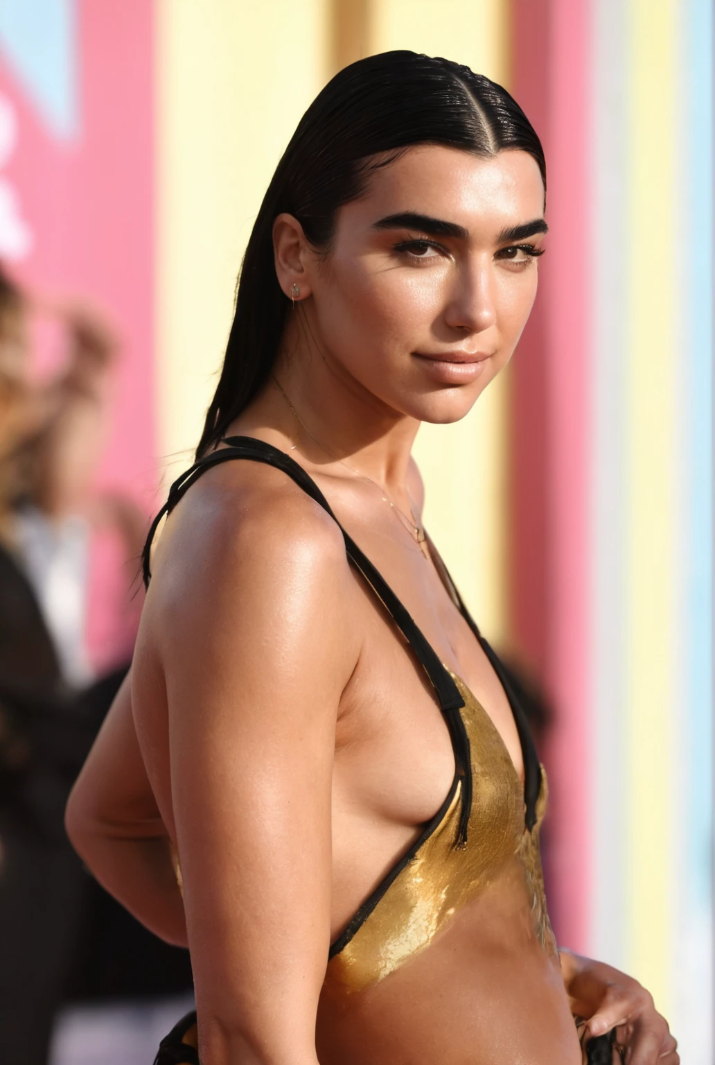 high quality Erotic photo , (gorgeous celebrity , woman, DuaLipa, dua lipa, duxlipa,seductive smile , female, singer, cute, vacation side background , wet atmospheric , random click, random move photograph , photorealistic , celebrity , woman ) shiny breast ,shiny sweaty skin , sexualized move, erotic angles, celebrity erotic photograph , shiny sweaty skin, hollywood actress , fleshy muscular woman , ( correct hands, perfect anatomy ,natural lights, depth of field, detailed face , insanely detailed skin texture, hyper detailed features )