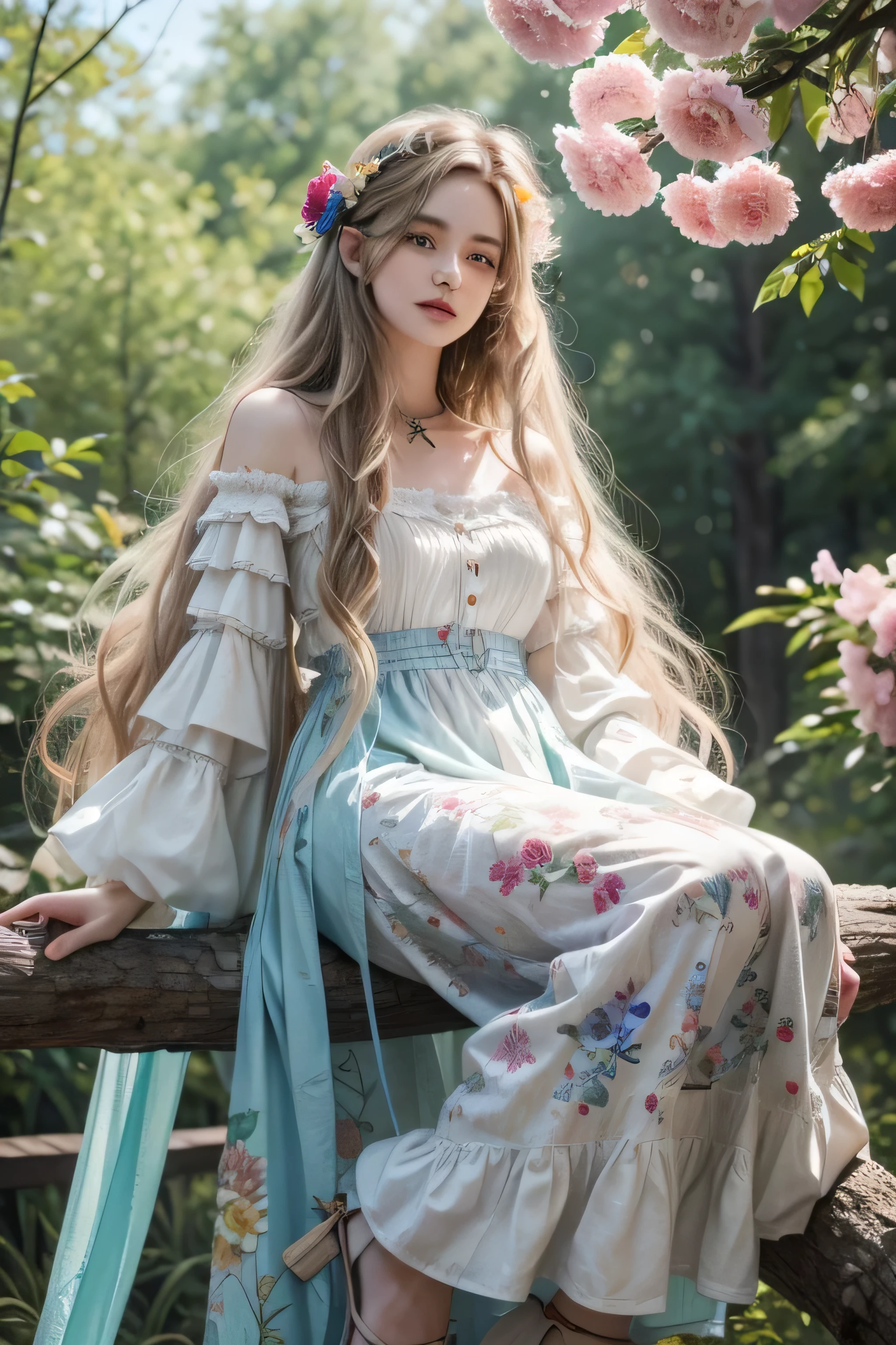 painting of a Ragdoll sitting on a branch with flowers, Detailed painting 4k, Beautiful art ultra hd 4k, painting of a Ragdoll, Full of color and rich details, beautiful painting of tall man, Art 4K, Detailed 4k painting, Colorful Ragdoll,Long, Digital painting is very detailed, Draw in high resolution, Beautiful digital art work, hummingbird, beautiful nature
