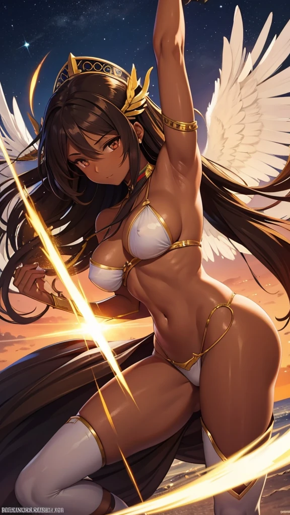 Brown skin　Beautiful War Goddess　Sexy high leg　Angel&#39;s wing　Gal Angel　Lewdな顔　Vulgar tattoos　Lewd　Fallen Angel　The despised angel　Vulgar pose