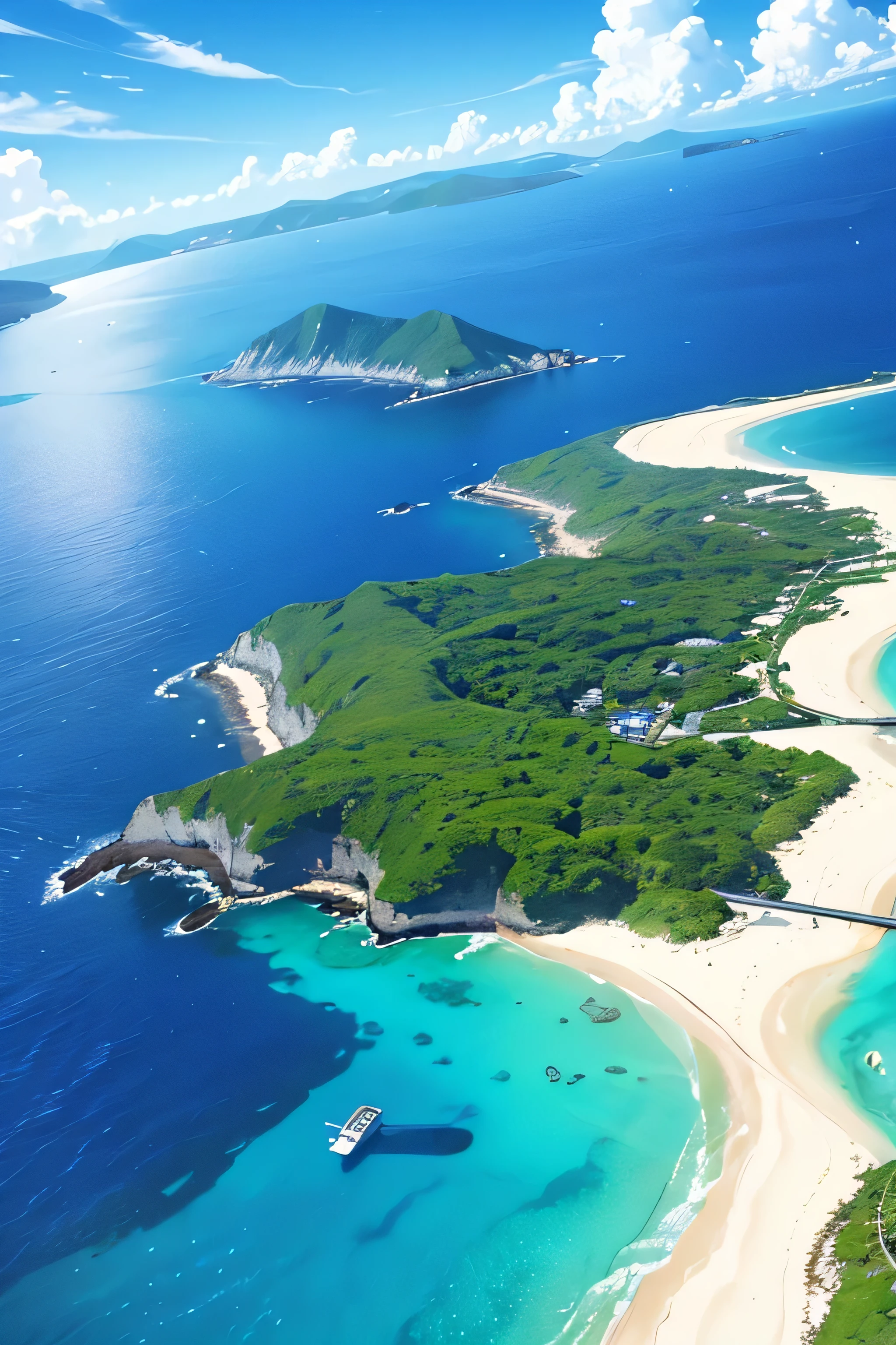 island、blue sky、Ocean