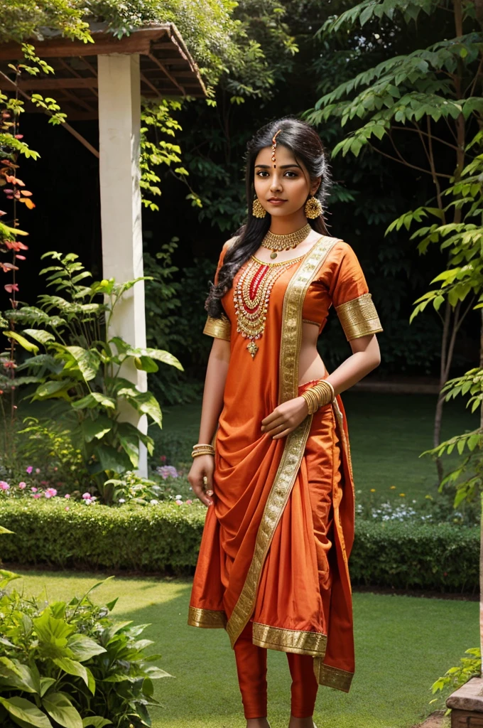 Indian girl boy with Indian dress and romantic scene in garden 18yer