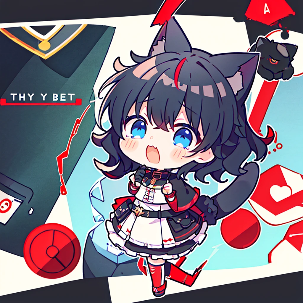 boy with、Red Cliff、((best quality, High target_solve, clearly_image)),(black hair), (Black cat ears), (Ahog), (ridiculous short hair), (curls), (blue eyes),crying face、a very cute one