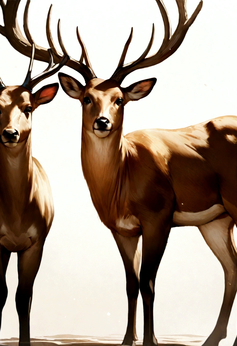 (Highest quality,masterpiece:1.2),横から見たdeer,Very realistic,deer,bright,dream-like,White Background,