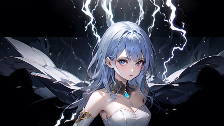 girl with power ,blue flashes