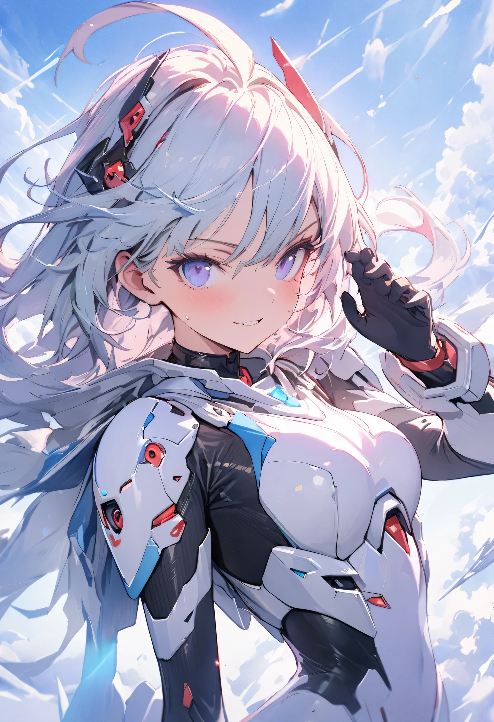 mecha girl, (masterpiece, best quality, highly detailed, absurdres:1.3), (1girl, charming, detailed beautiful face:1.3), (fantastic illustration, beautiful detail, best quality, top quality, fain touch outline:1.3), watercolor, clear, wearing a powered suits, fighting_stance, beautiful detail