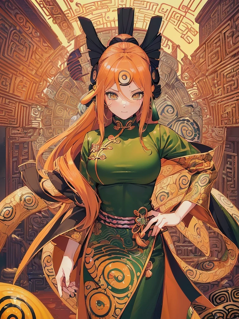 ((highest quality)),(ultra high resolution),(Super detailed),(detailed description),((best CG)),(best work of art),super precision art,great drawing art,(Fantasy art with precise details:1.5), (uzumaki_kushina:1.5),(Mr.々Chinese-style costumes colored in different colors:1.5),Beautiful face 1.5,natural makeup:1.6, ponytail