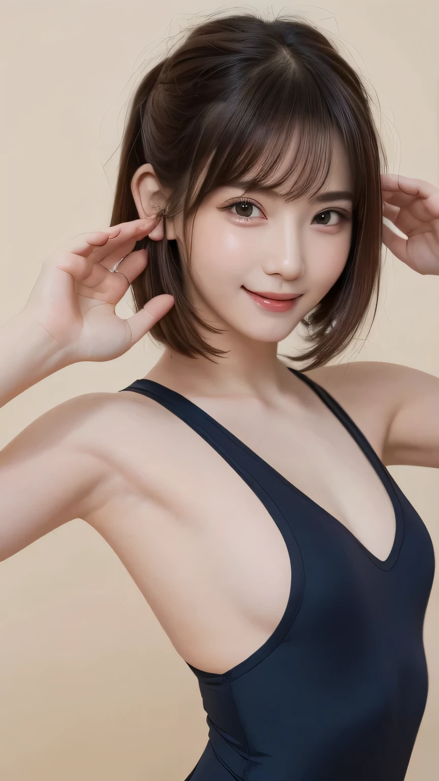 closeup shot , Best picture quality (8K, high resolution, Masterpiece: 1.2), super detailed, 215 Short Hair, 16-year-old woman,
((Great choreography):1.13, ((Very smooth lines):1.2); Expressing facial expressions and postures through ink contrast, The background is simple、. Accentuate the light, Shadow and space. Drawing the beauty of gymnasts. Auburn Hair, (Pixie Hairstyles), ((Fresh)), Golden ratio face, Perfect Face, (Attractive body), (fashion model body), Gymnast in a leotard, artwork, Figurative art, appropriate clothing. Sexy Painting, smash | (Highest quality, 4K, 8K, High resolution,masterpiece:1.2), Very detailed,(Actual, photoActual, photo-Actual:1.37).
, random cute pose ,big eyes ,Puffy eyes Heart Pupil, blush , huge shy smile , salute