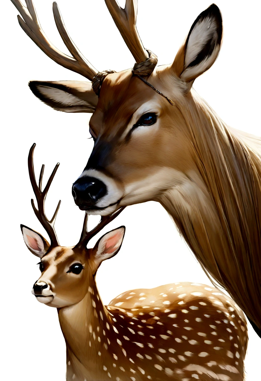 (Highest quality,masterpiece:1.2),横を向いているdeer,Very realistic,deer,bright,dream-like,White Background,