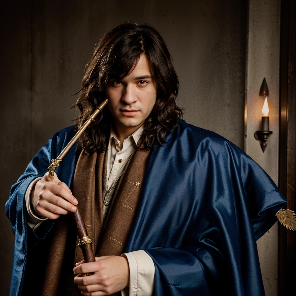 puffy man with a Harry Potter cloak and a wand, magician&#39;s cloak, wizard robes, wearing wizard robes, wearing black wizard robes, mantle movement waving, old magician&#39;s cloak, wearing a dark cloak, wearing hogwarts!!! robes!!!, wearing a wizard cloak, flowing magic cloak, wizard cloak, wearing red sorcerers robes, wearing aristocrat robe