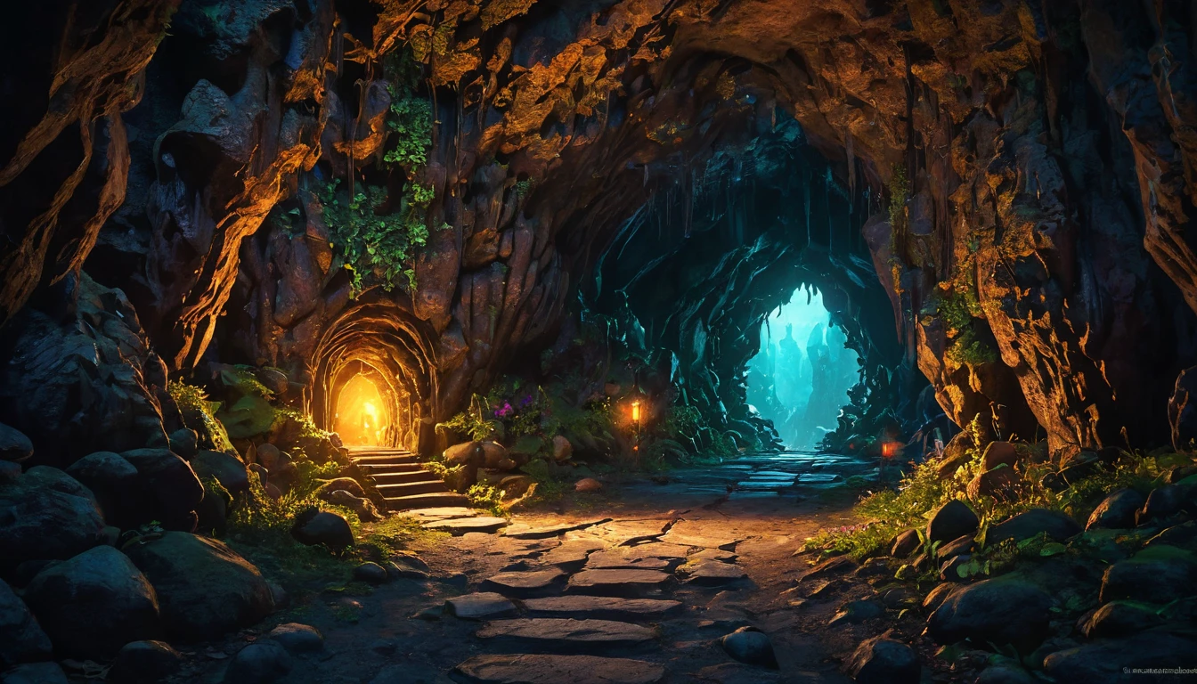 (anime, fantasy), (best quality, high resolution, depth of filed, HDR:1.2), (cave, stalagmite, goblin liar, small tunnel, isolated tunnel, dark tunnel: 1.5,), vibrant colors, spooky, enchanted, goblin totem, black magic atmosphere, extremely detailed, intricate, delicate, dark fantasy, bokeh, cinematic lighting, 8k, high quality