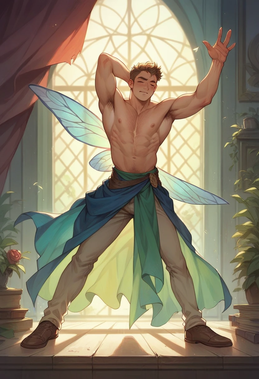((Best Quality)), ((Masterpiece)), (detailed), 1 chico, dancing fairy man