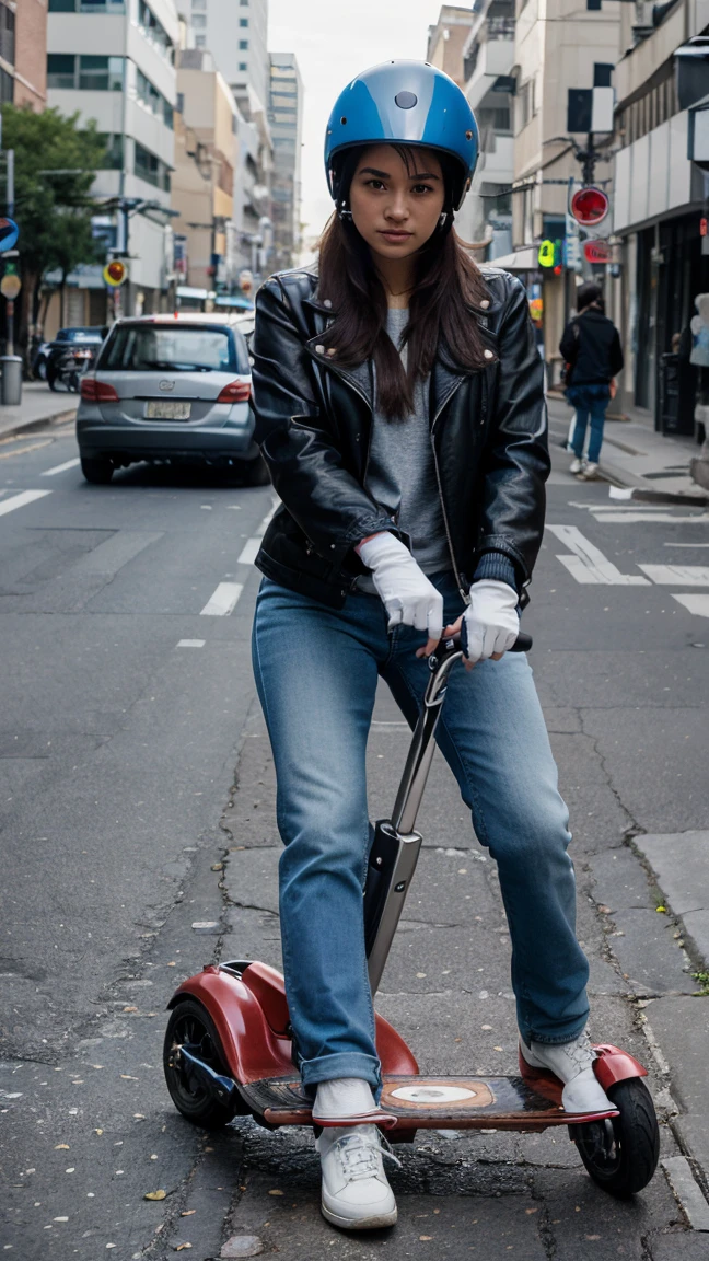 femme francaise de 21 ans joli marchant dans la rue, cheveux bruns, Pose attrayante, Soleil derrière, vue attrayante,Coup moyen