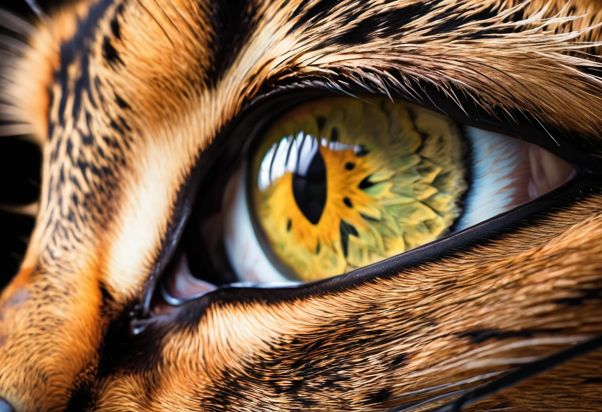 a picture of the (image of an archer: 1.5), reflected  within an iris of a feline eye  high details, best quality, 16k, [ultra detailed], masterpiece, best quality, (extremely detailed), dynamic angle, full body shot, 