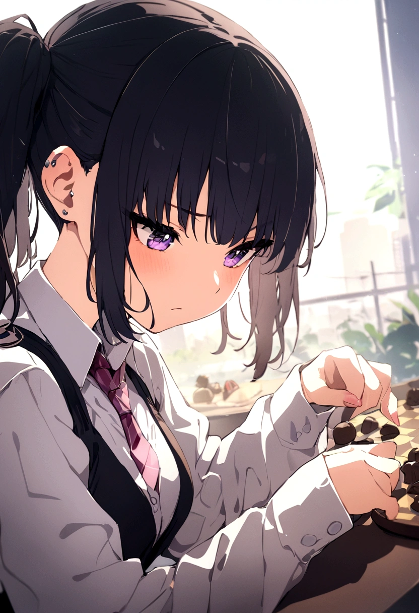 masterpiece, Highest quality, Highest quality, masterpiece, High resolution, concentrate,A girl playing shogi with a pillbug、