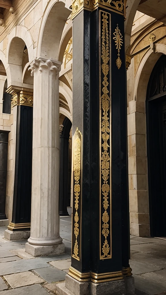 Medieval pillars, only black and gold