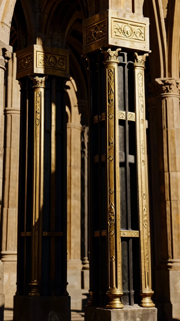 Medieval pillars, only black and gold