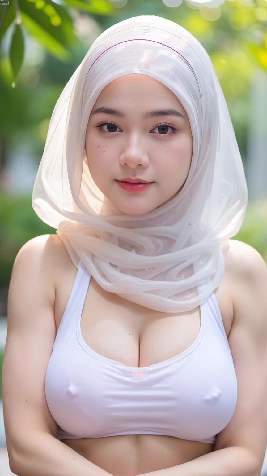 Masterpiece , ahegao Face , Beautiful Young 18 Years Old , Sleeveless , Cleavage , Colourful Embroidery Hijab Women Potrait , Slip Hijab , ((Round Colossal Breasts)) , ((Transparent:1.5)) , Girly , Dynamic Pose , ((Muscles:1.1)) , ((Bokeh:1.1)) , EF 24-70mm f/2.8L II USM , Sunset , Top of The Mountain , HDR , Side , Headband,no wear bra , large breast naked, nude nipples, Cheeks flushed, Tight wet clothes with no bra