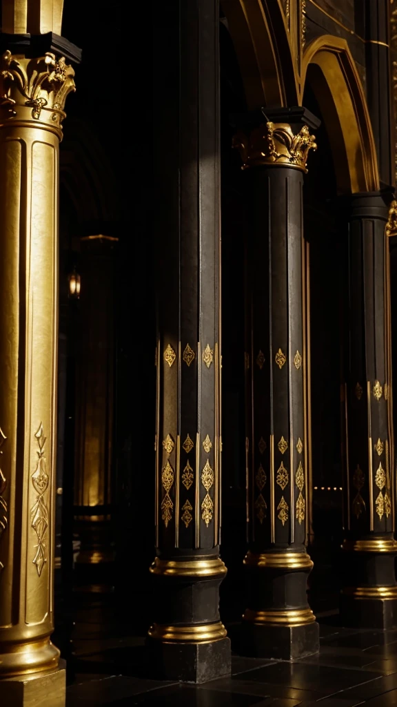 Medieval pillars, only in black and gold colors