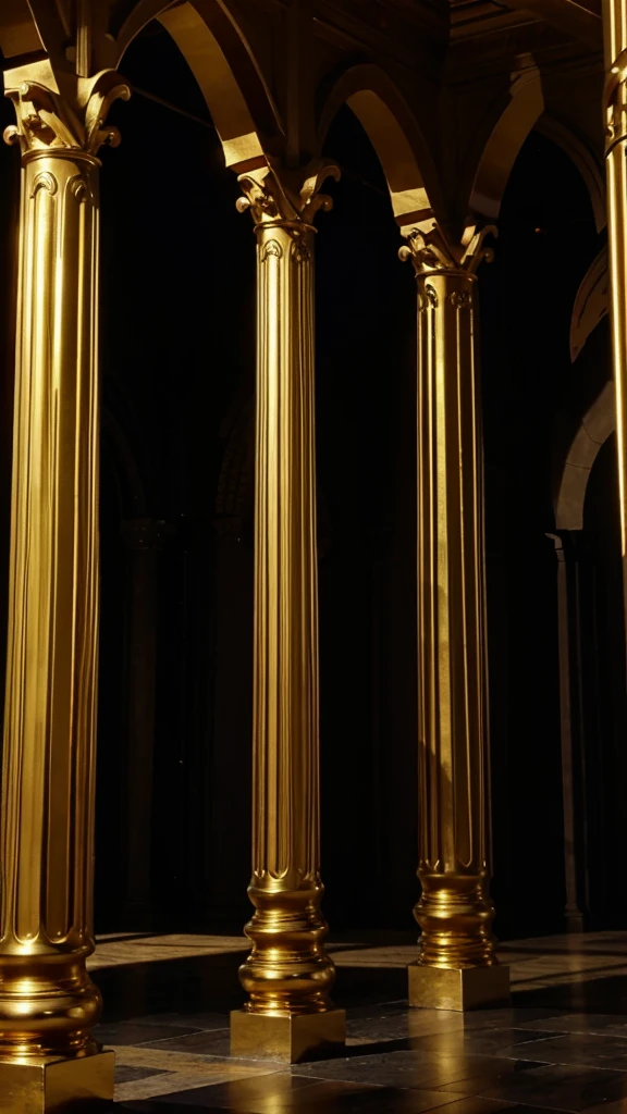 Medieval pillars, only in black and gold colors