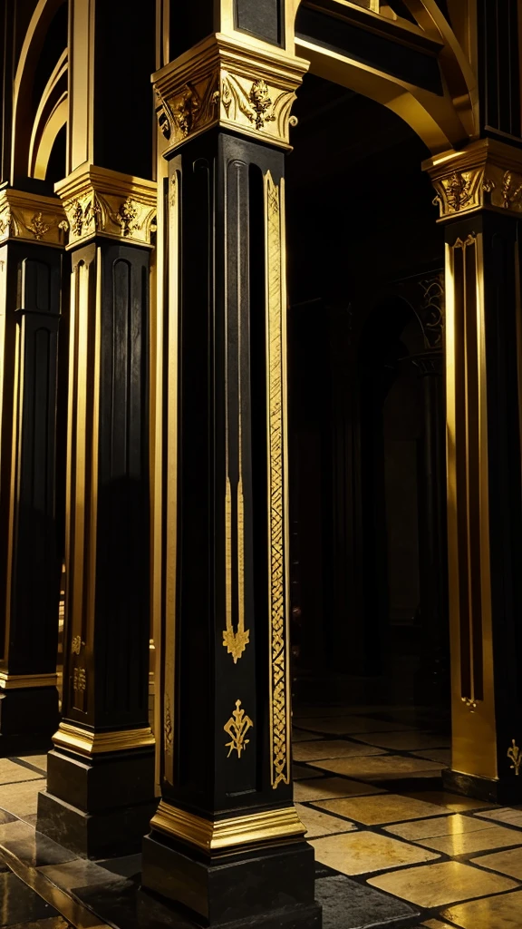 Medieval pillars, only in black and gold colors