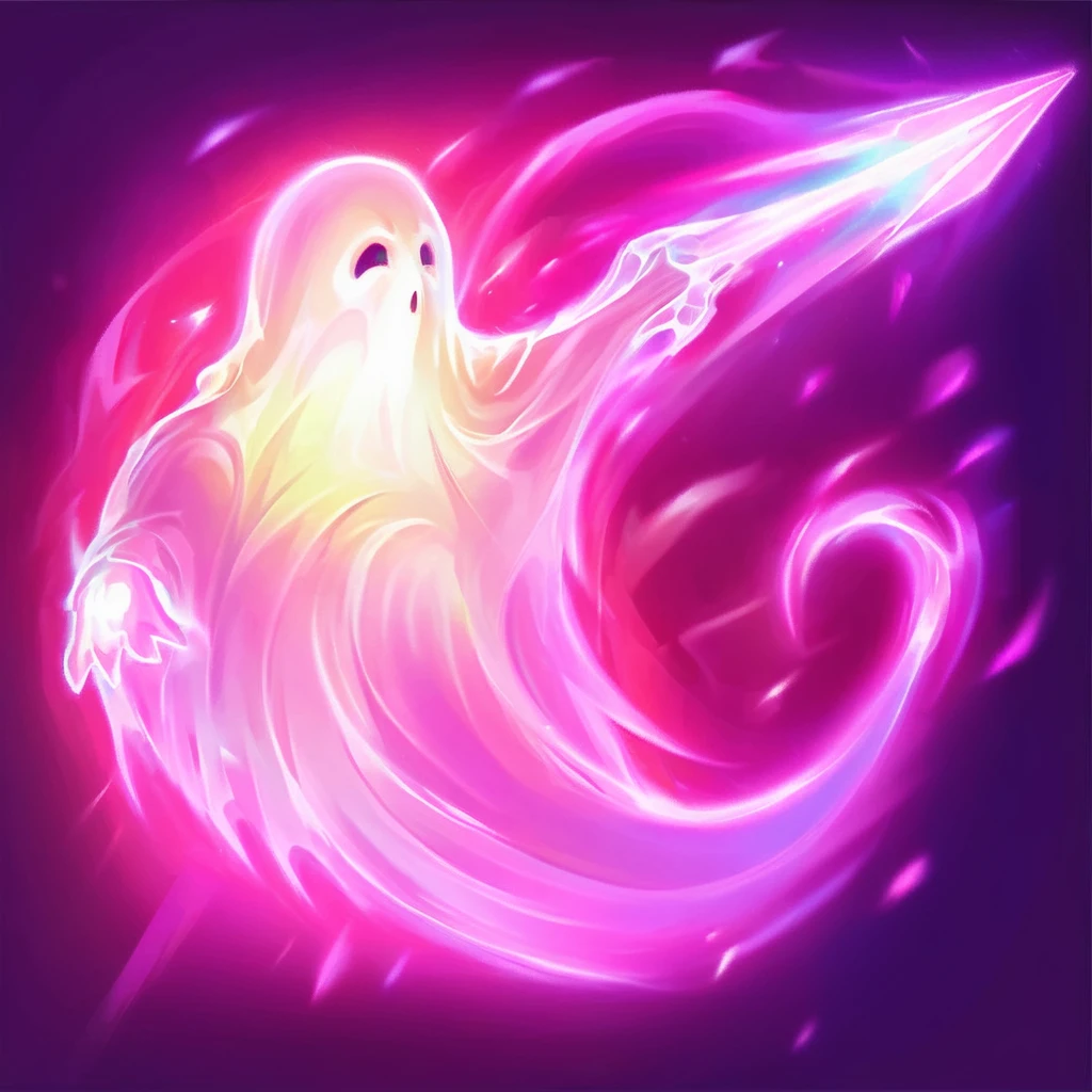 create an explosion with light pink glitters made of ghosts, and the sparkles form the shape of a ghost, huge area explosion.
