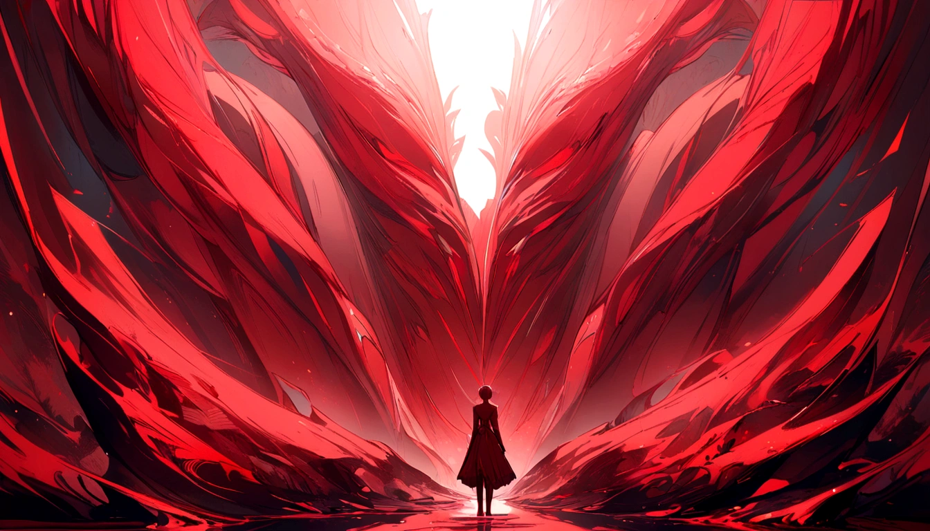 a red forest clearing, holística, 8k, highly detailed, masterpiece, angular amplitude