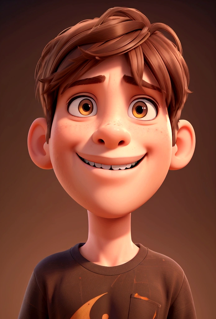 a smiling boy with bangs, colorful background, brown hair and eyes, oversized black t-shirt,(best quality,4k,8k,highres,masterpiece:1.2),ultra-detailed,(realistic,photorealistic,photo-realistic:1.37),portrait,studio lighting,vivid colors,professional photography