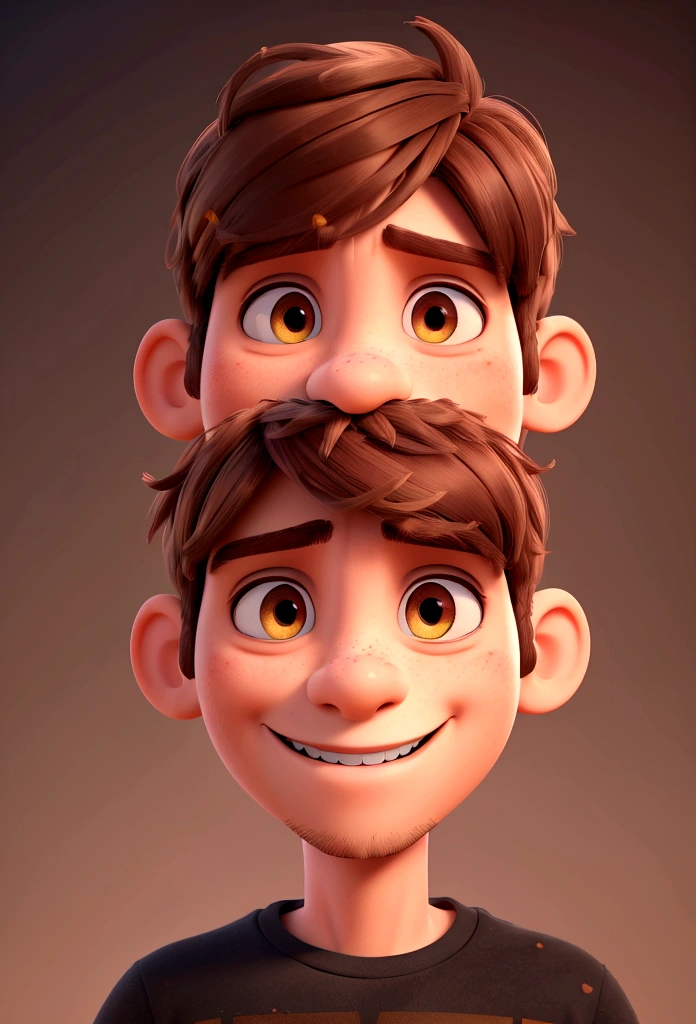 a smiling men with bangs, colorful background, brown hair and eyes, oversized black t-shirt,(best quality,4k,8k,highres,masterpiece:1.2),ultra-detailed,(realistic,photorealistic,photo-realistic:1.37),portrait,studio lighting,vivid colors,professional photography