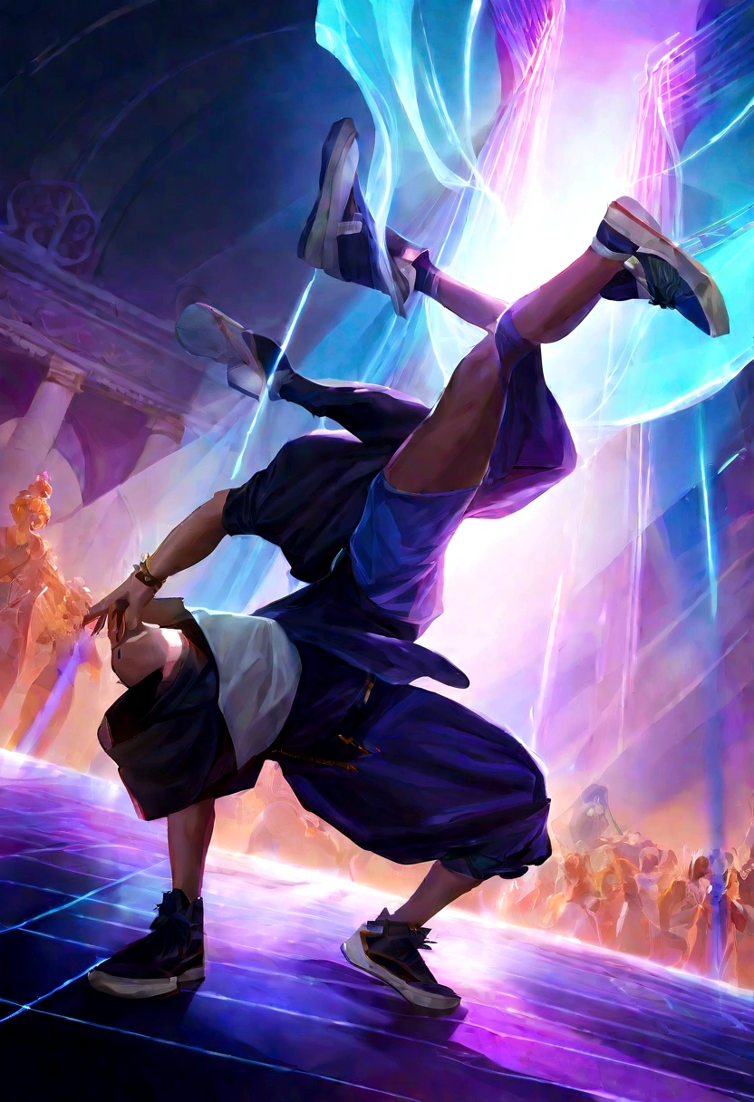 Imagine a dynamic and immersive breakdance scene, captured through the perspective of a fisheye lens. This masterpiece of digital illustration, inspired by the style of RossDraws, is presented in high quality 8K Ultra HD and meticulously designed to capture the emotion of the moment.
In the center of the improvised stage, a skilled breakdance dancer dominates the scene. He wears a stylish black hooded coat that partially obscures his face, ripped knee-length pants, and distressed sneakers, all highlighted by a vibrant color palette and dramatic shadows that amplify the visual impact. A slight blur effect at the edge of the image adds a touch of dynamism to the composition.
In the background, the majestic Arc de Triomphe in Paris serves as a backdrop, while the dancer performs his movements under its grandeur. The sky is lit up by the sunset, creating an enchanting and magical atmosphere. Dramatic lighting and visual effects intensify every dancer's movement and scene detail, providing a photorealistic realism that transports the viewer into the effervescent moment.
This digital illustration not only captures the dynamic energy of urban movement, but also celebrates the fusion of culture, skill and aesthetics, transforming the fleeting instant into an eternal work of art that shines with the vibrant soul of breakdance.