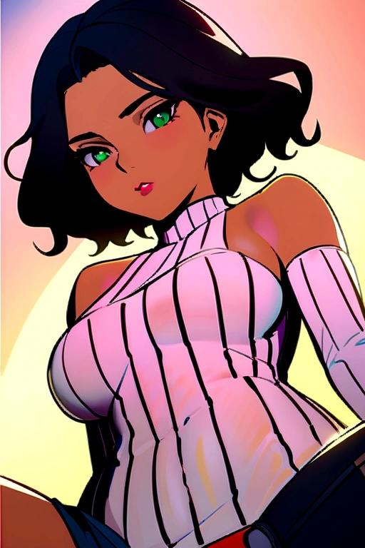 (nude), big boobs,(masterpiece), best quality, extremely detailed, (watercolor), bloom, delicate and beautiful, illustration, (from below),(1woman:1.4), (solo:1.2), large breasts, (ribbed sweater:1.3), off-shoulder sweater, (short shorts:1.2), bare shoulders, (underboob:1.2), ((dark skin:0.8)), beautiful eyes, (disheveled hair ), photography, over-the-shoulder shot, by Alex Maleev, professional, canon camera, nikon camera, sharp, bokeh, studio quality, fisheye lens, by Robert Capa . Pants unzipped, pussy showing.