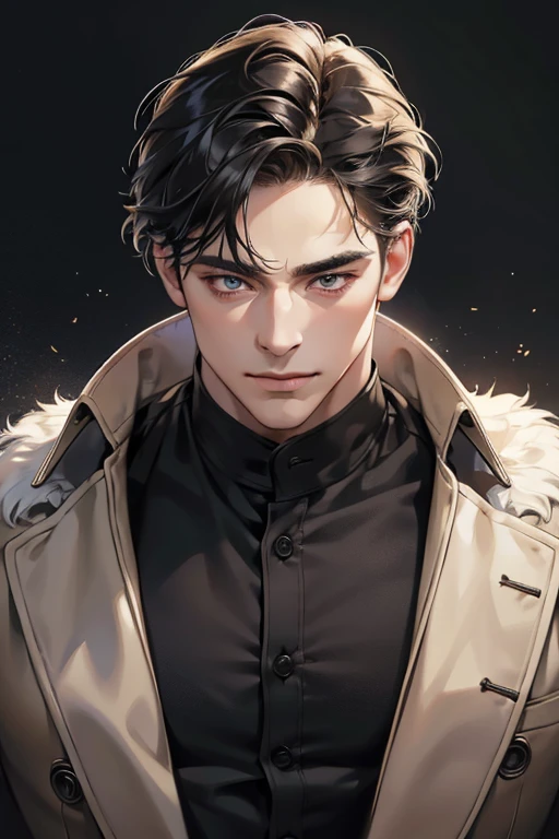 (best quality,4k,8k,highres,masterpiece:1.2),ultra-detailed,(realistic,photorealistic,photo-realistic:1.37),30 year old man,3 day beard,handsome anime,portraits,strong,masculine,dark hair,sharp jawline,mesmerizing eyes,perfectly styled hair,cool anime outfit,confident expression,vibrant colors,dynamic lighting, CEO and expression smile in love.
