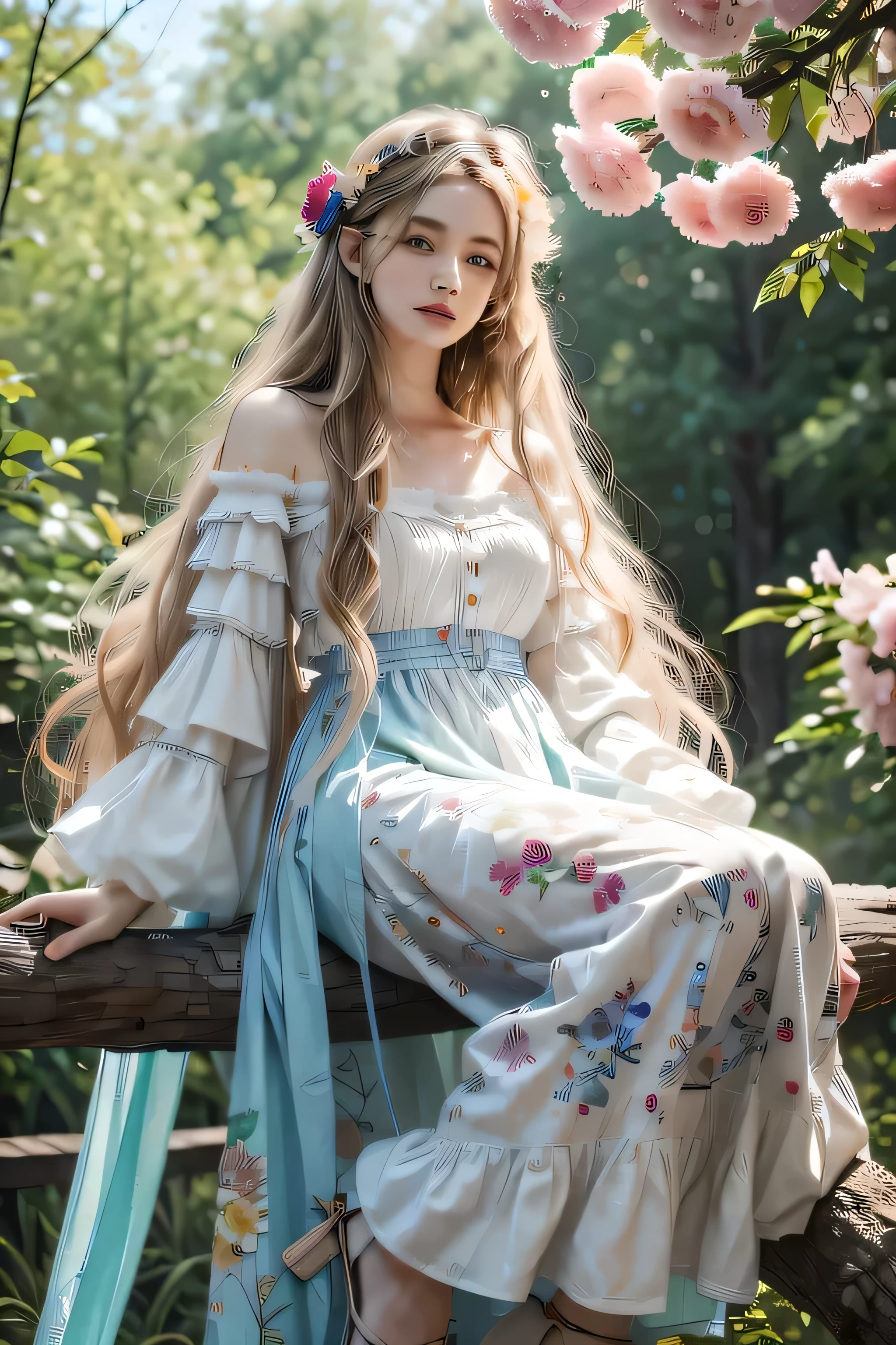 painting of a Ragdoll sitting on a branch with flowers, Detailed painting 4k, Beautiful art ultra hd 4k, painting of a Ragdoll, Full of color and rich details, beautiful painting of tall man, Art 4K, Detailed 4k painting, Colorful Ragdoll,Long, Digital painting is very detailed, Draw in high resolution, Beautiful digital art work, hummingbird, beautiful nature